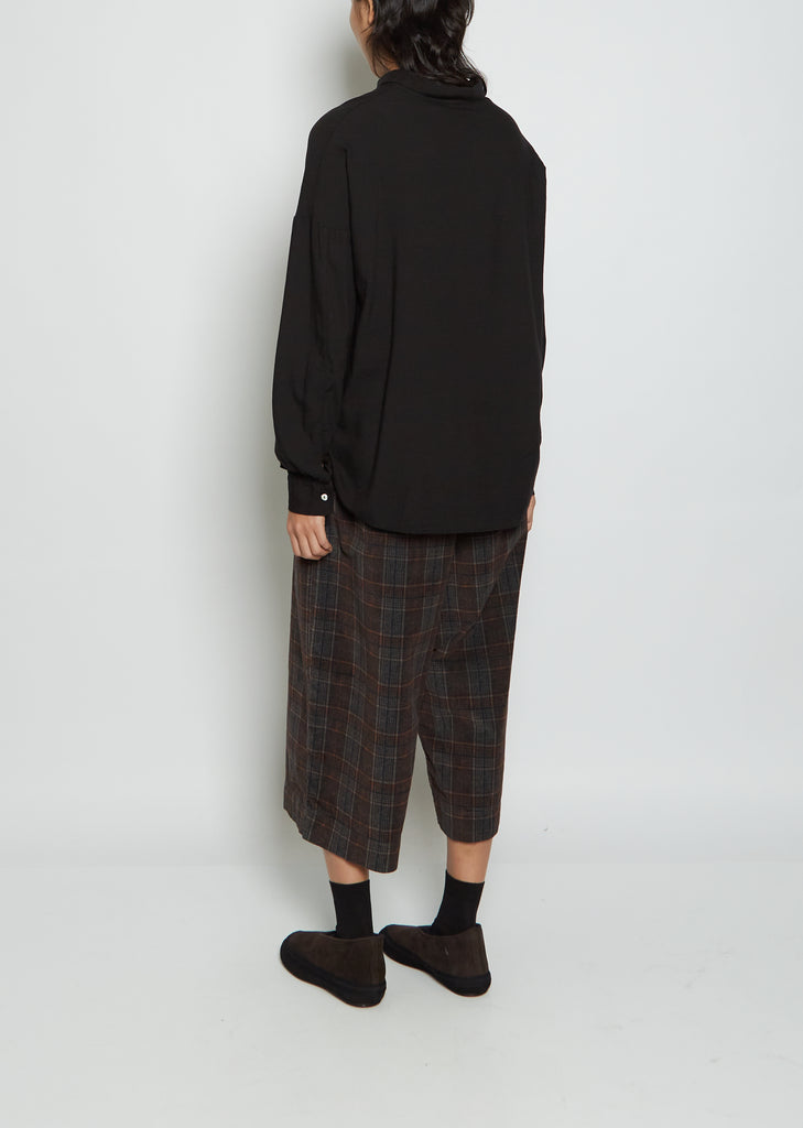 Short Collar Cotton Shirt TVC — Black