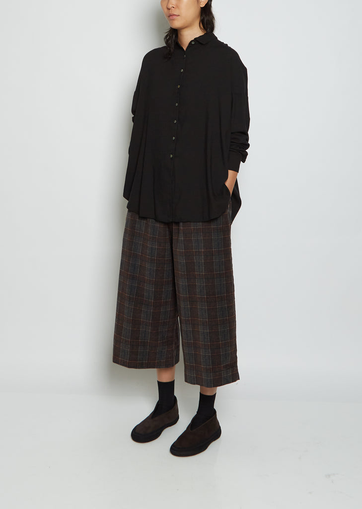 Short Collar Cotton Shirt TVC — Black