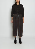 Wide Tartan Cotton Velvet Trousers — Gray