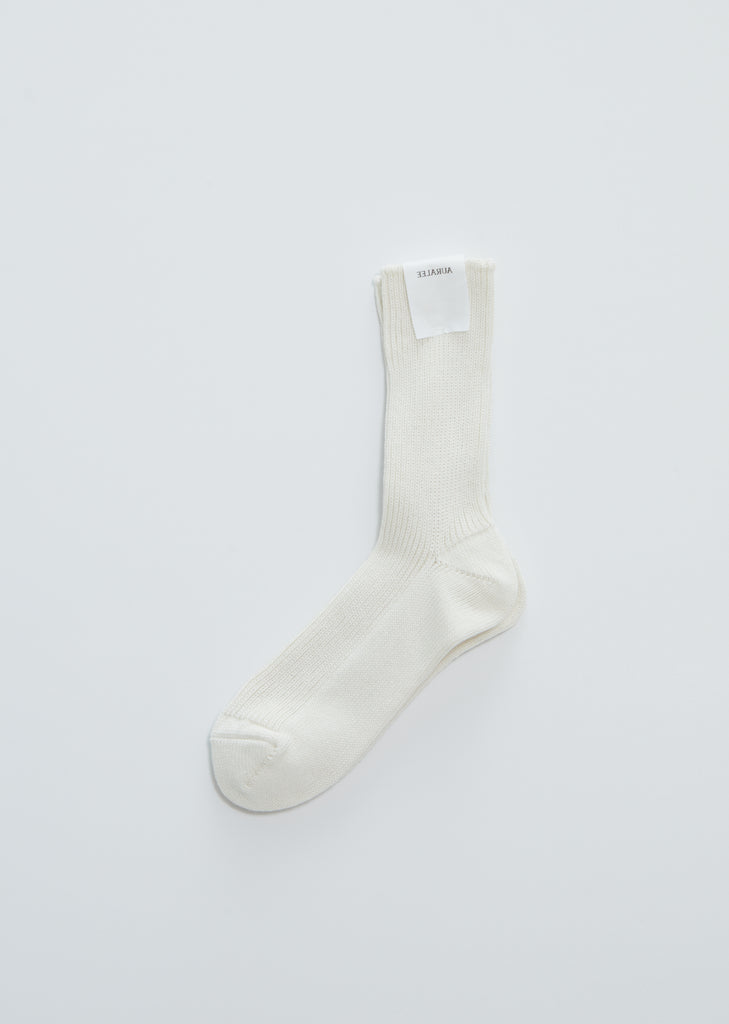 Cotton Cashmere Low Gauge Socks — White