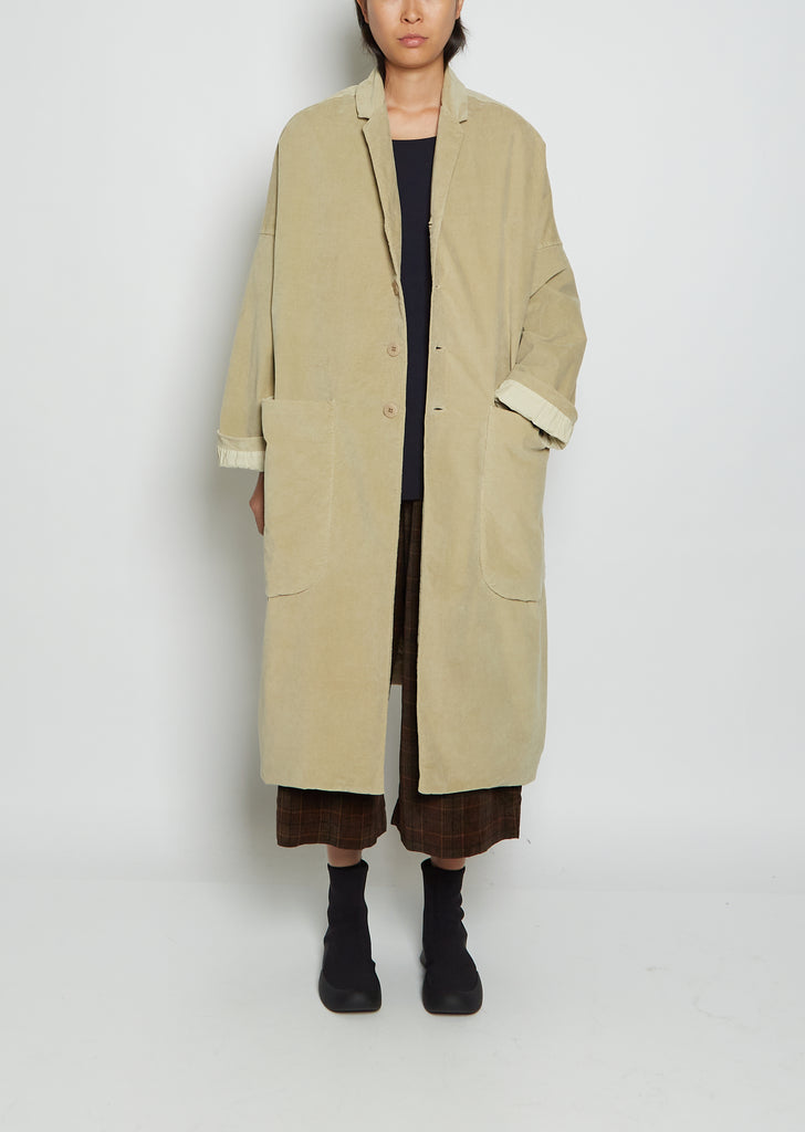 Velvet Loose Coat — Beige