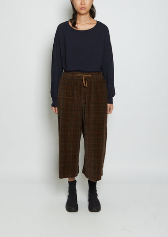 Wide Tartan Cotton Velvet Trousers — Cookie