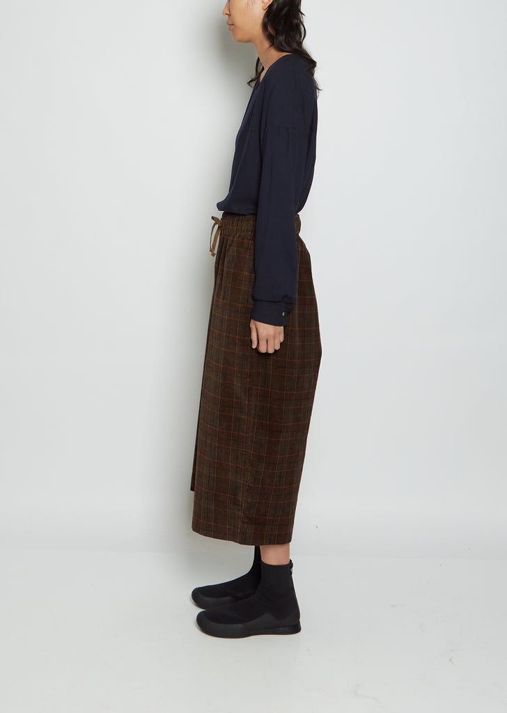 Wide Tartan Cotton Velvet Trousers — Cookie