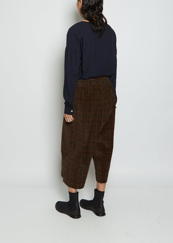 Wide Tartan Cotton Velvet Trousers — Cookie