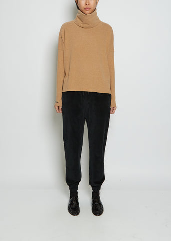 Short Cotton Turtleneck — Cookie