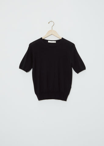 Silk Mix Crew Neck Short Sleeve Top
