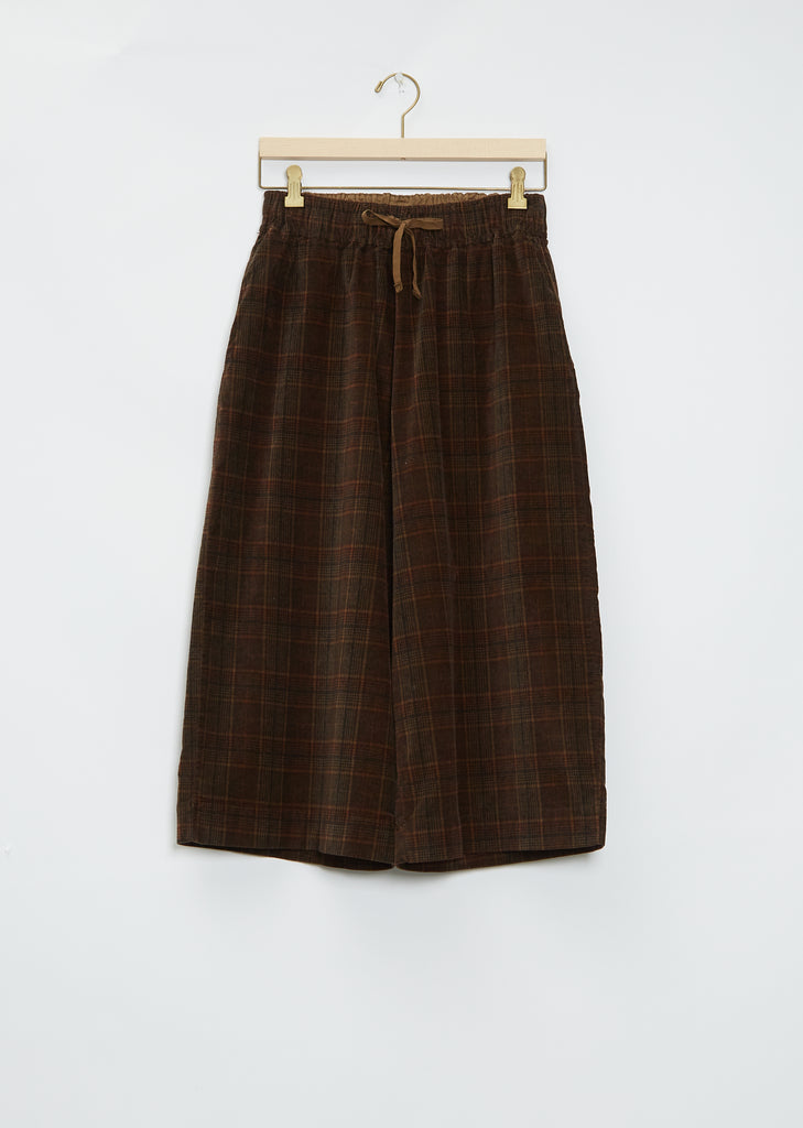 Wide Tartan Cotton Velvet Trousers — Cookie