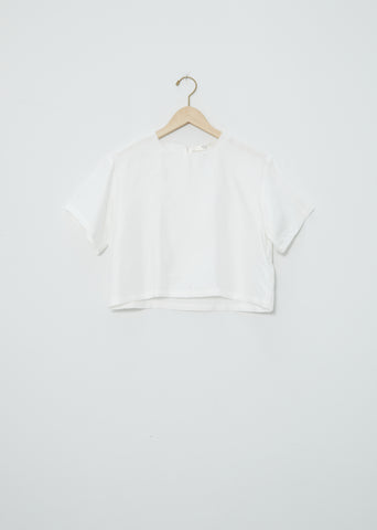 Silk Twill Cropped Crew Neck Top