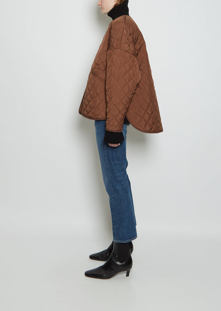 Quilted Recycled Polyester Jacket — Saddle Brown