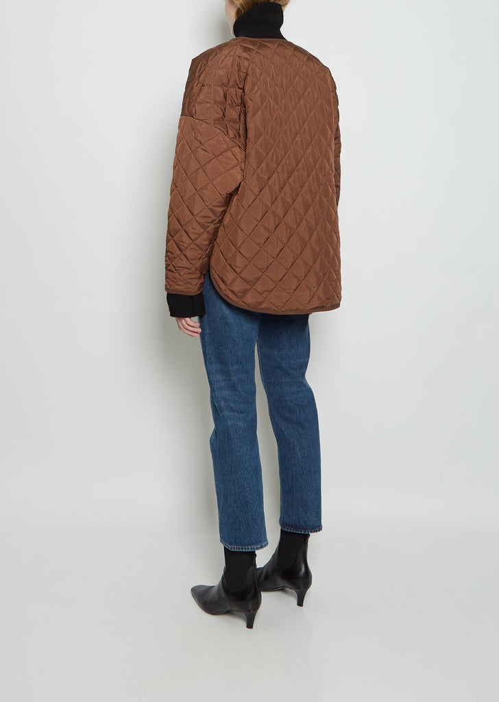 Quilted Recycled Polyester Jacket — Saddle Brown