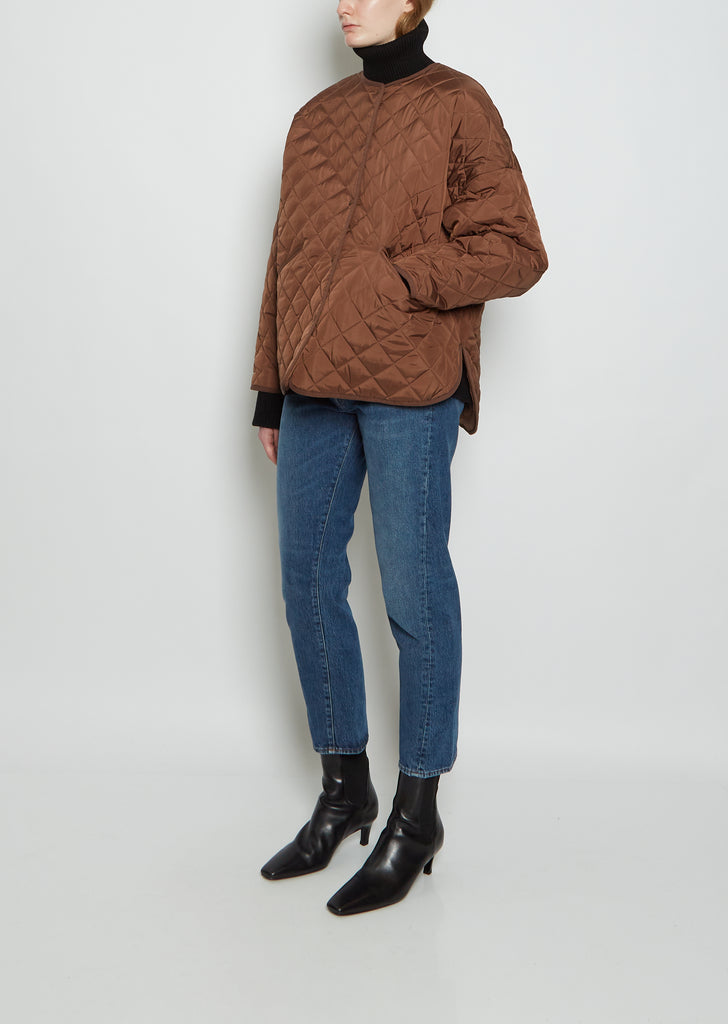 Quilted Recycled Polyester Jacket — Saddle Brown