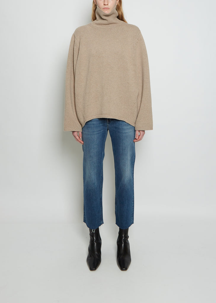 Wool Cashmere Turtleneck — Beige Melange