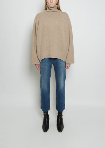 Wool Cashmere Turtleneck — Beige Melange