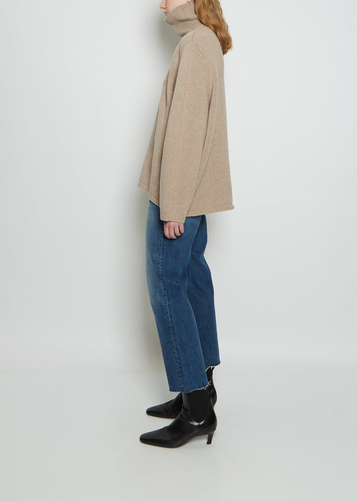 Wool Cashmere Turtleneck — Beige Melange