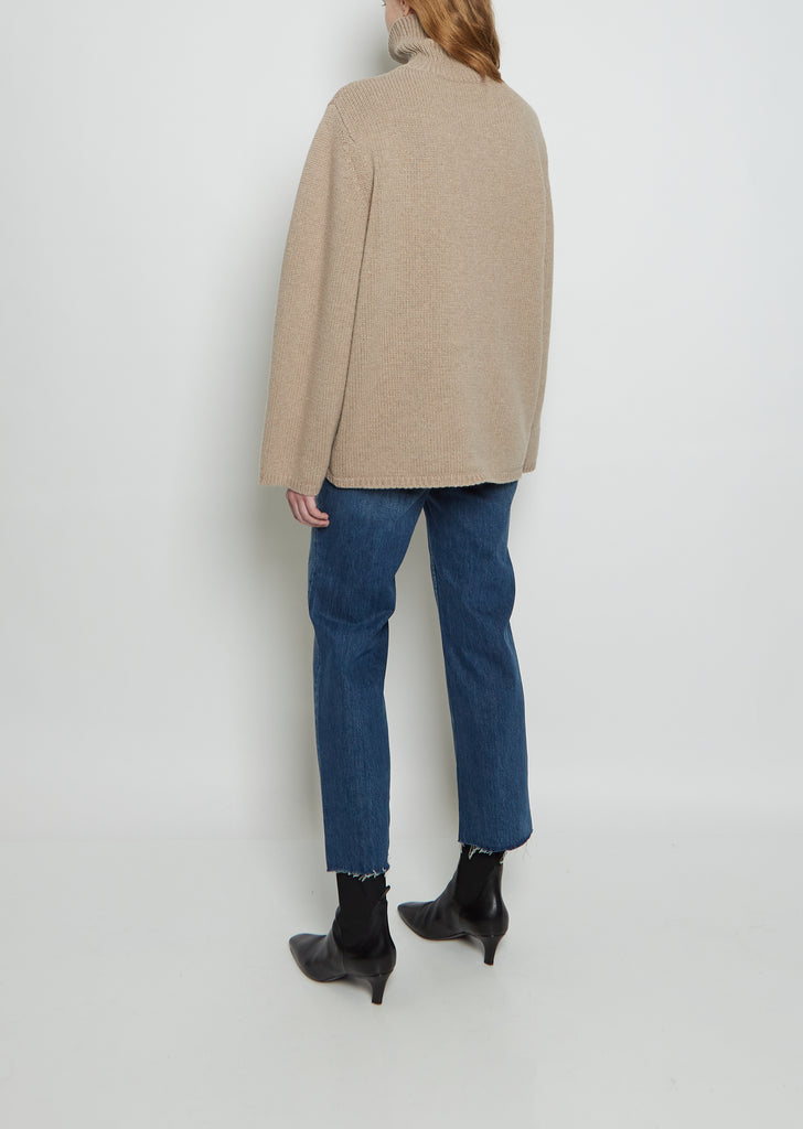 Wool Cashmere Turtleneck — Beige Melange