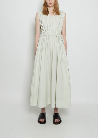 Arc Waisted Sleeveless Cotton Dress