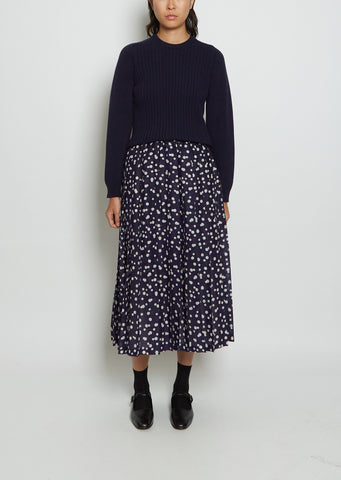 Pleated Cotton Silk Skirt