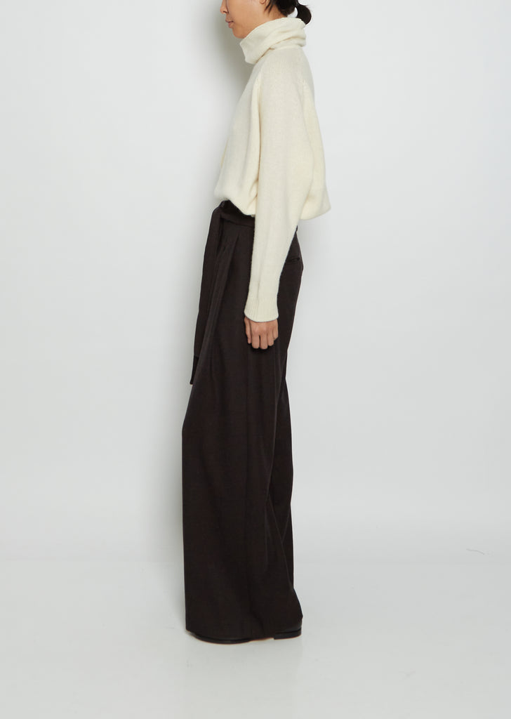 Wide-Leg Virgin Wool Pants With Belt