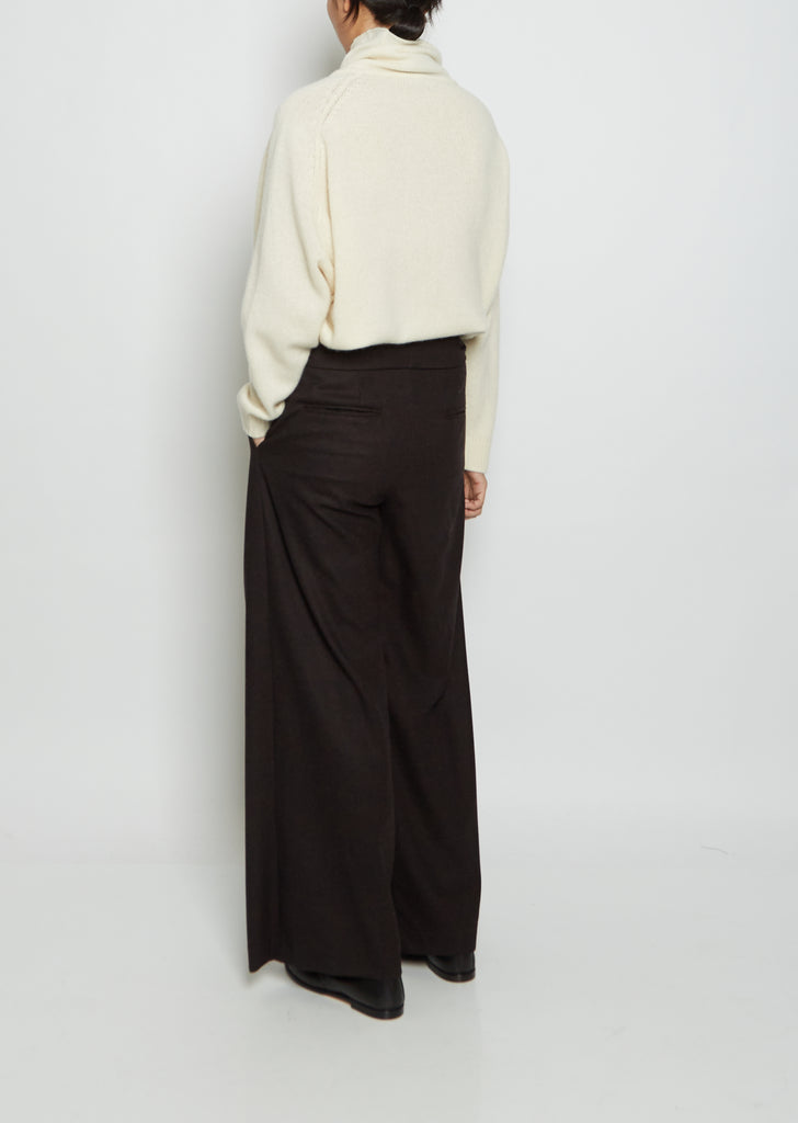 Wide-Leg Virgin Wool Pants With Belt