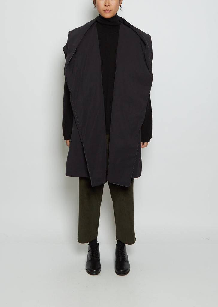 Hooded Duck Down Duvet Vest — Black