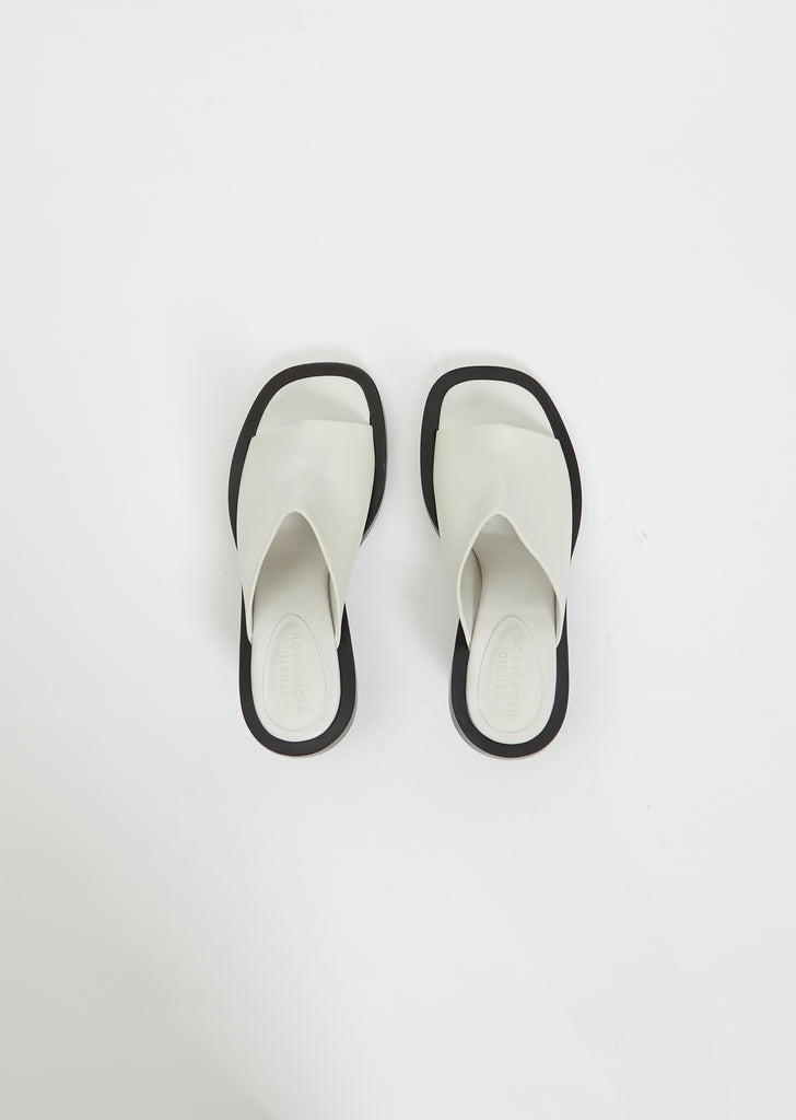 Cube Contrast Open Toe Mule — Milk