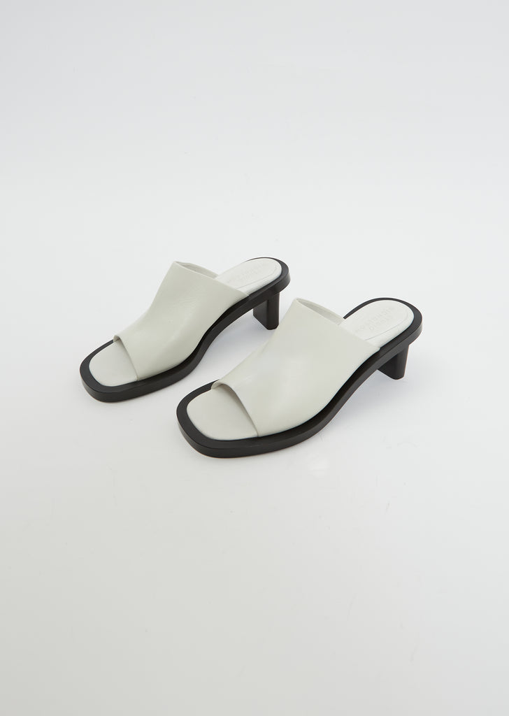 Cube Contrast Open Toe Mule — Milk