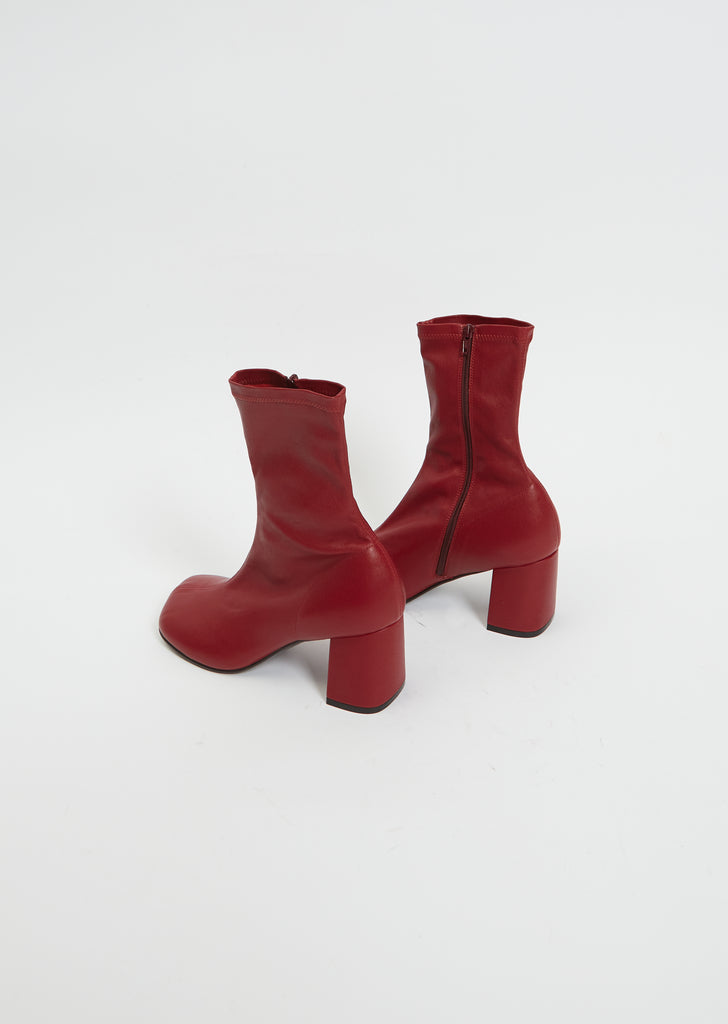 Sock Heeled Boot — Dark Red