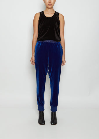 Pull On Velvet Pants — Blue