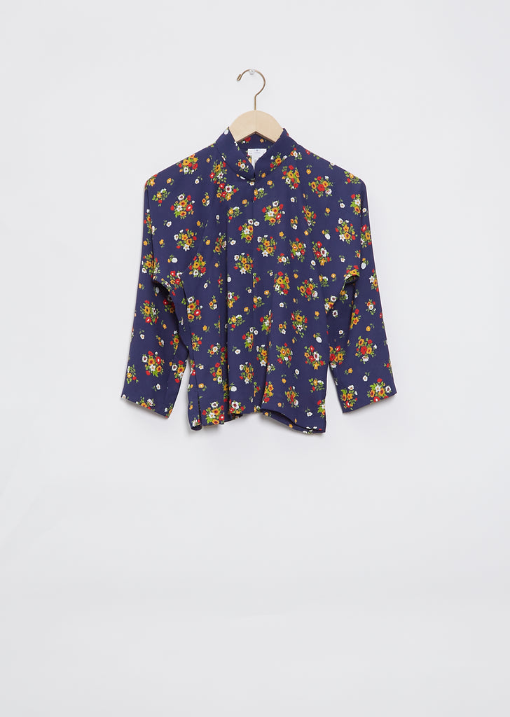 Floral Mandarin Collar Top