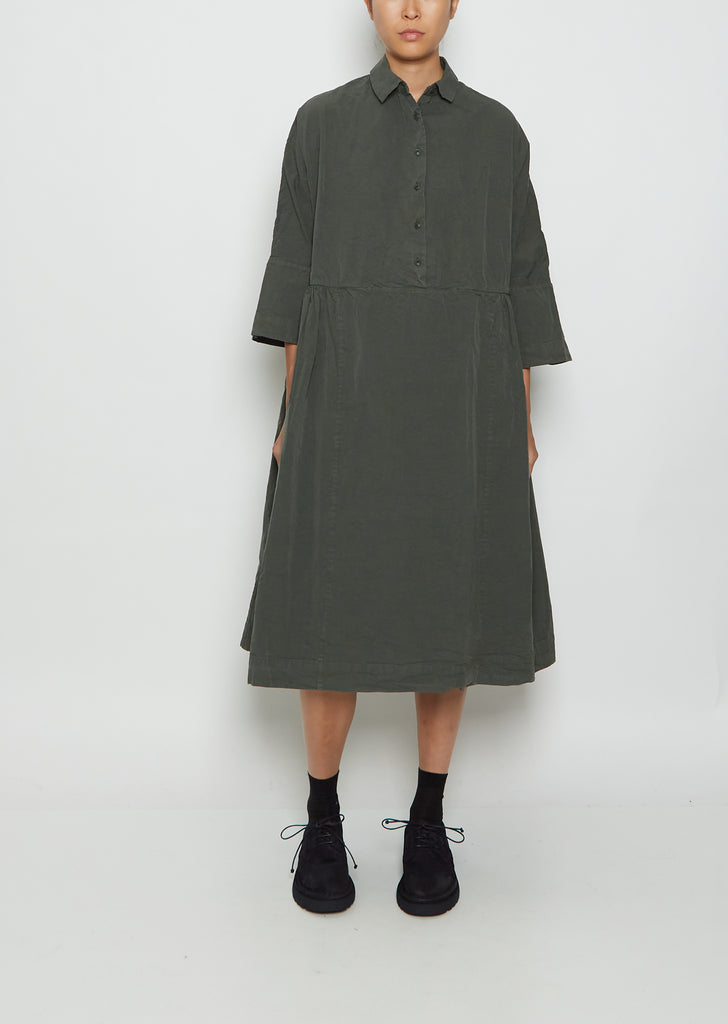 Paga Rouch Cotton Dress — Khaki
