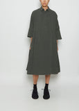 Paga Rouch Cotton Dress — Khaki