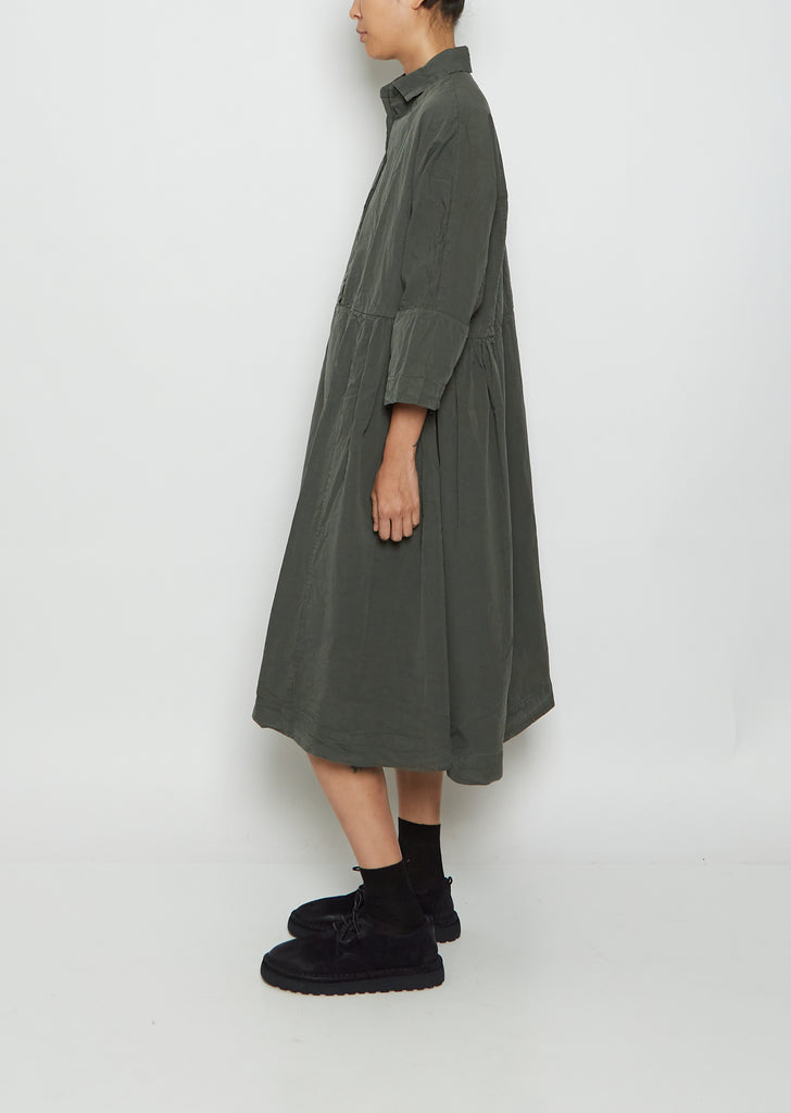 Paga Rouch Cotton Dress — Khaki