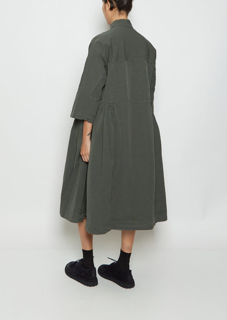 Paga Rouch Cotton Dress — Khaki