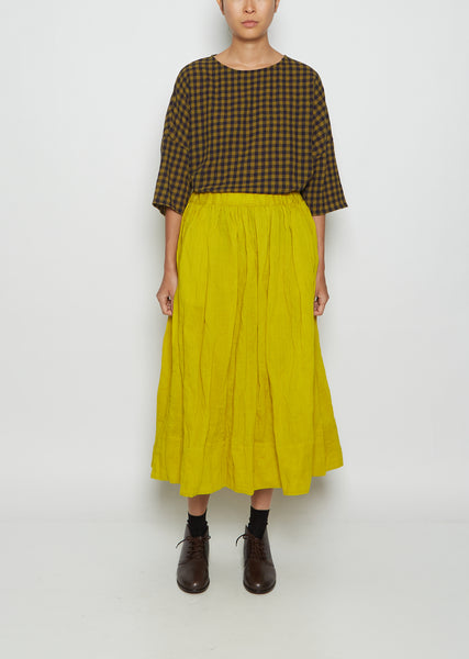 Classic Gathered Wool Skirt - XS / Lemon