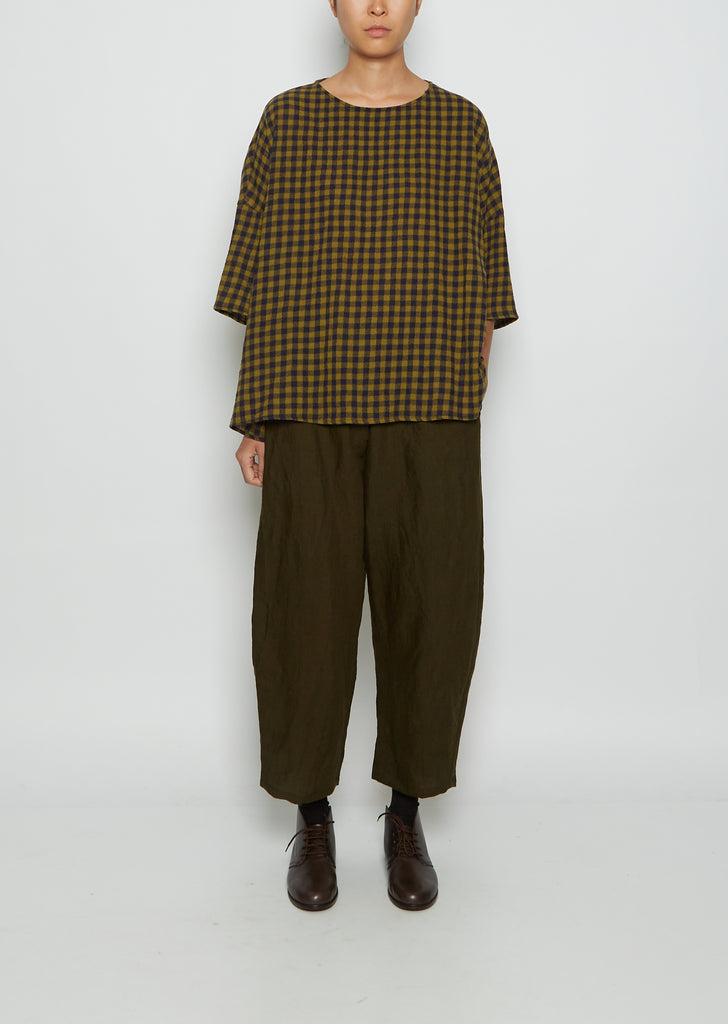 Gingham Check Virgin Wool Top