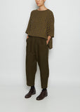 Linen & Wool Tapered Trousers — Military Green