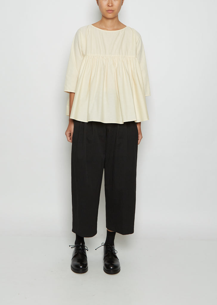 Gathered Cotton Top — Milk