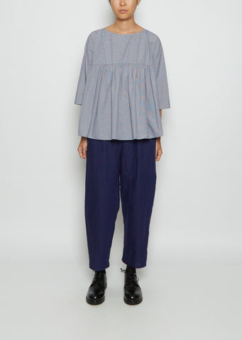 Gathered Cotton Top — Milk Electric Blue
