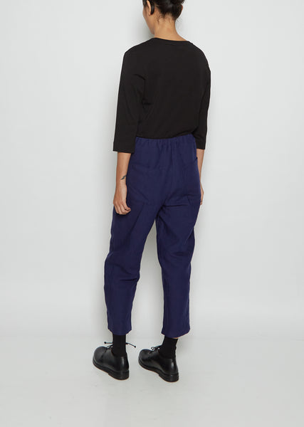 上品なスタイル Tapered Wool & Linen Trousers Garçonne La – Blueberry — パンツ