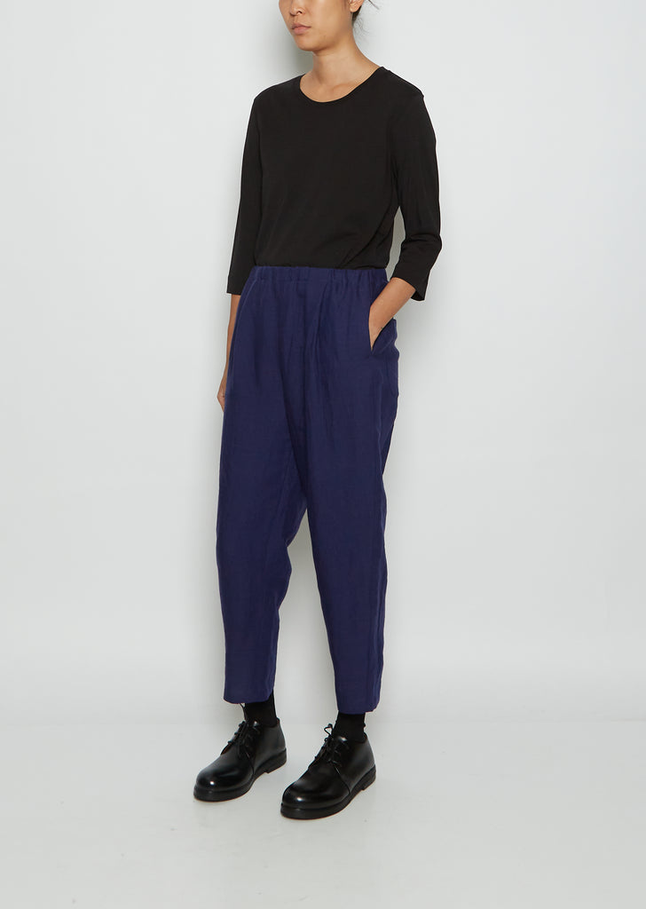 Linen & Wool Tapered Trousers — Blueberry
