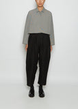 Tapered Linen & Wool Trousers — Black