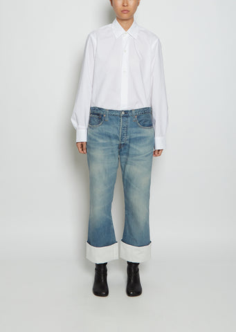 Contrast Cuff Low-Waisted Cotton Jeans