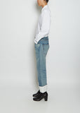 Contrast Cuff Low-Waisted Cotton Jeans