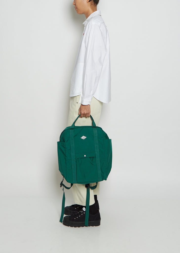 Cotton Canvas Square Ruck Sack — Green
