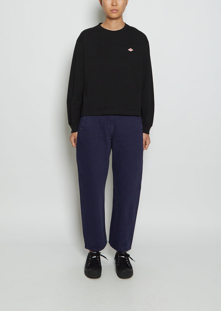 Crew Neck Cotton Long Sleeve — Black