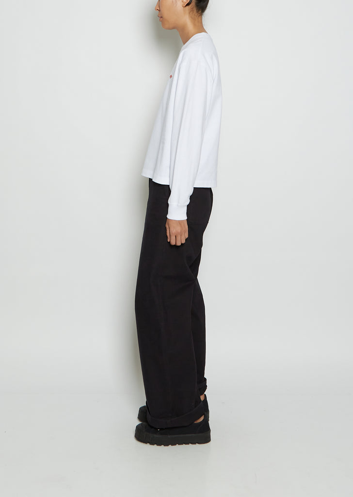 Crew Neck Cotton Long Sleeve — White