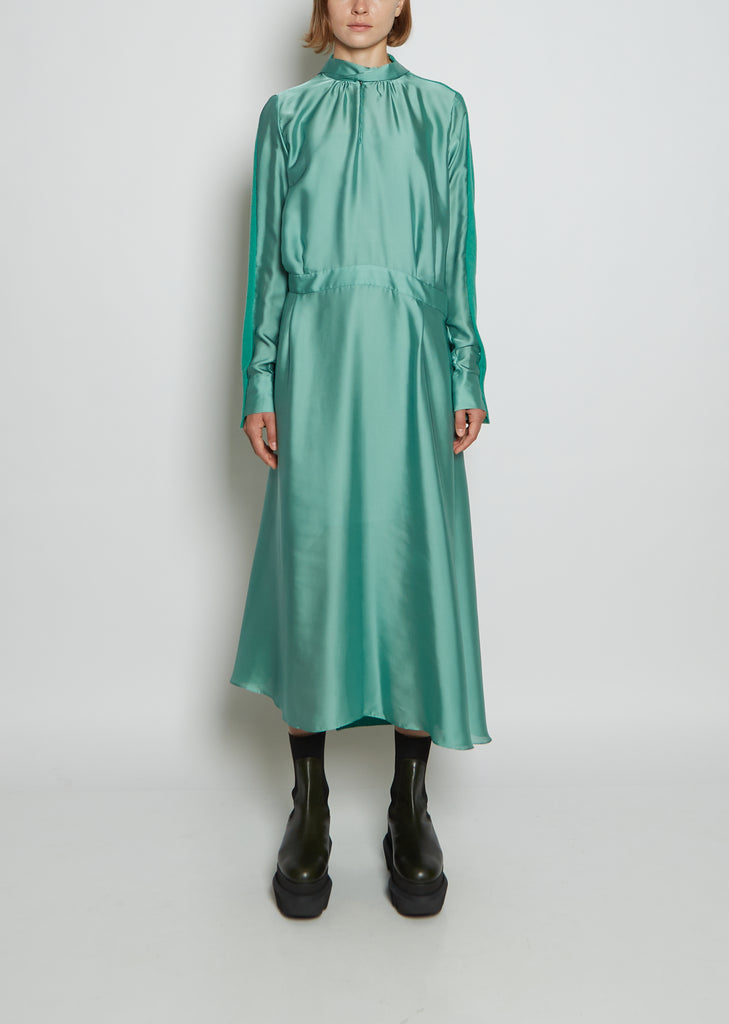 Solid Satin Mix Knit Dress