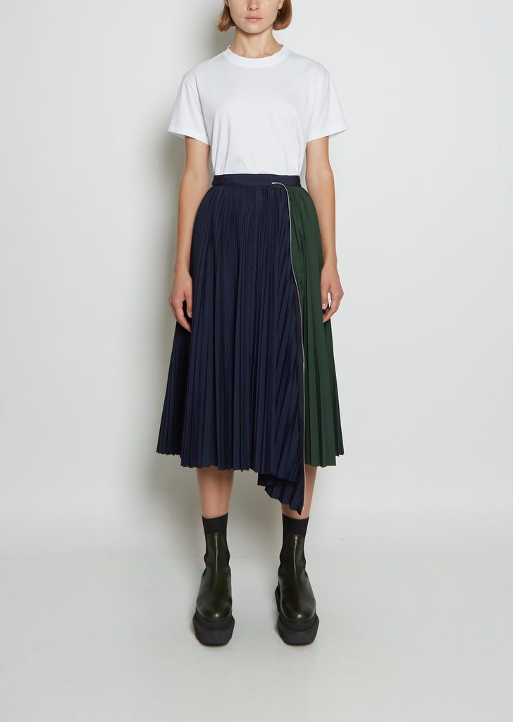 Technical Cotton Zippered Pleated Skirt