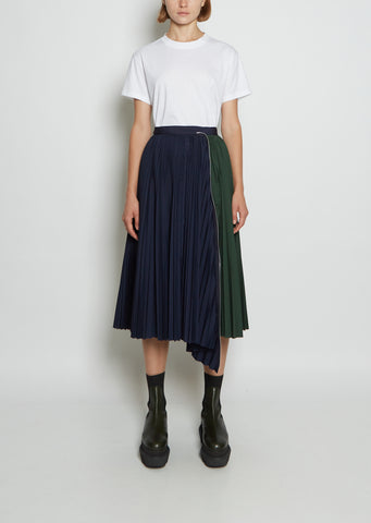 Technical Cotton Zippered Pleated Skirt