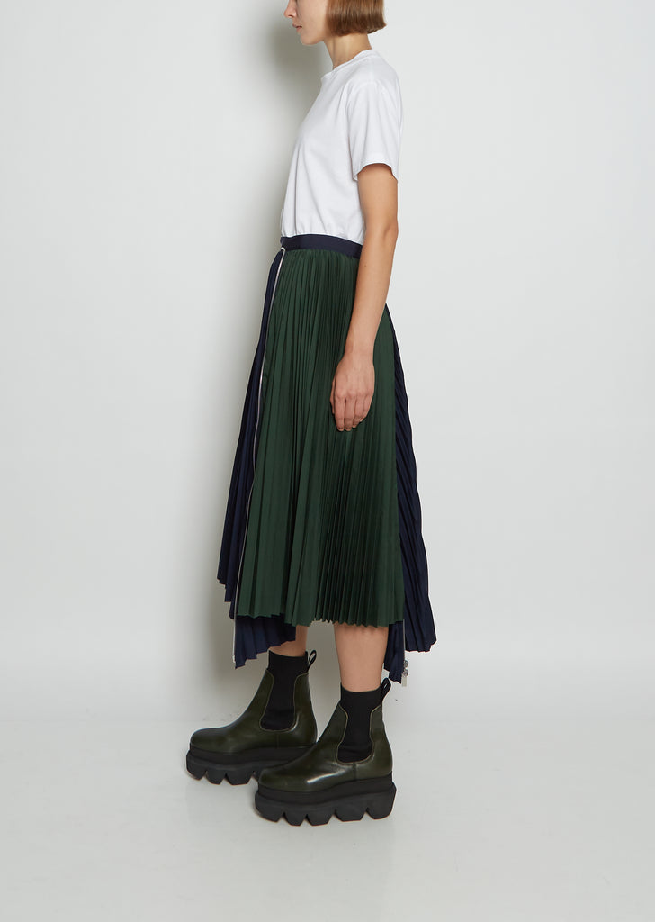 Technical Cotton Zippered Pleated Skirt